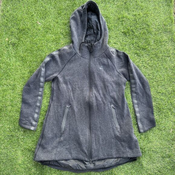 Nike Jacket Womens Small Gray Tech Fleece Aeroloft 800 Down Primaloft Parka - Picture 1 of 11